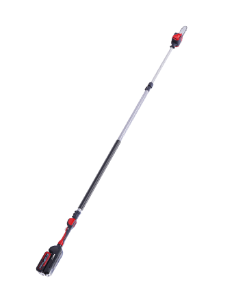 Hvordan kopieres stangsagens betjeningsspak på forlengelsesstangen?